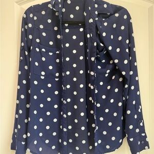 Express Navy Polka Dot Button Down Shirt